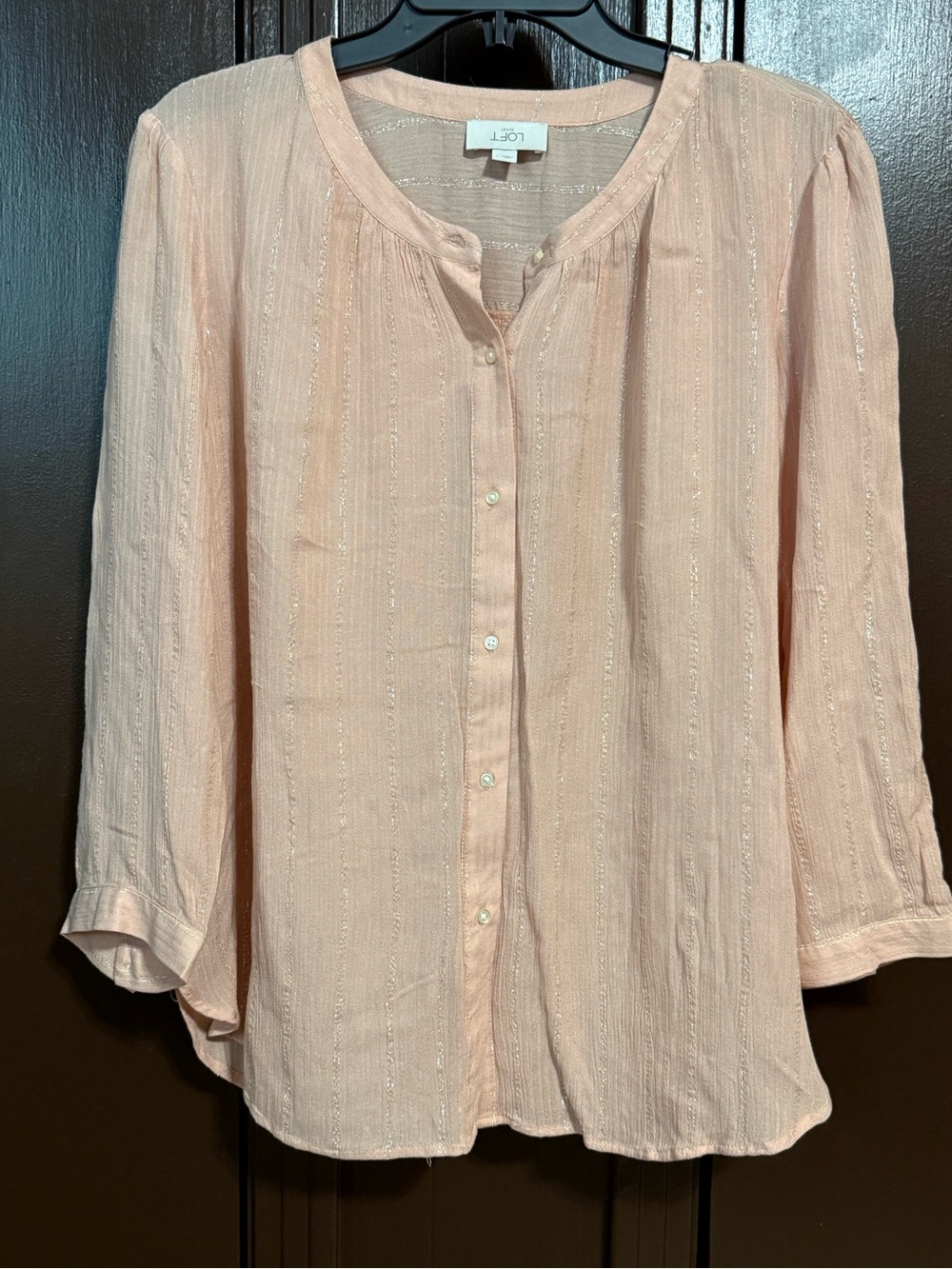 LOFT Lightweight Pink Button-Front Blouse